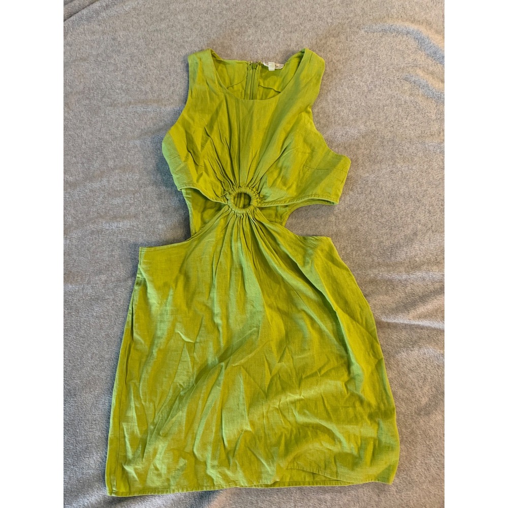 Dizzy Lizzy Lime Green O-Ring Cut Out Mini Dress Womens Large Sleeveless Summer